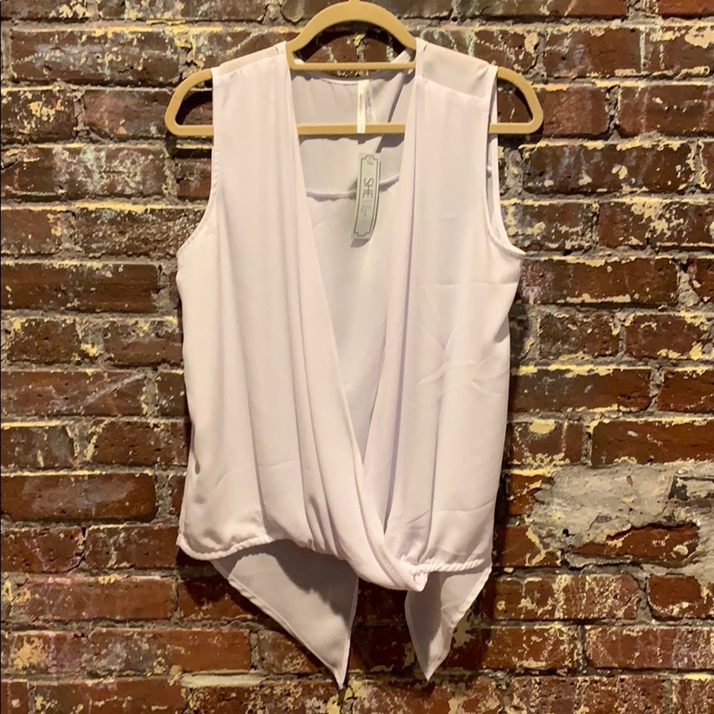 Flowy white open front top